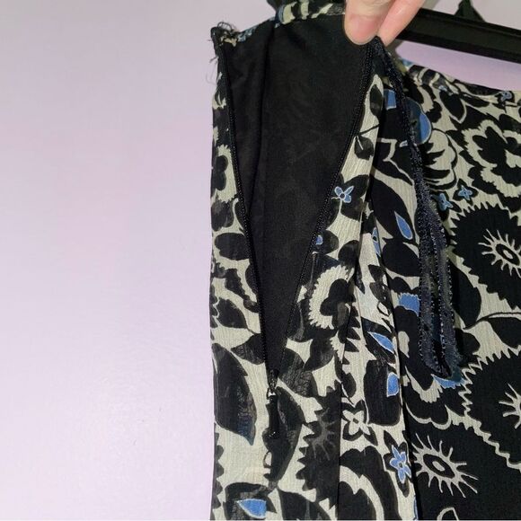 Jones New York Size 10 Maxi Skirt 100% Silk Floral Flounce - Picture 5 of 6